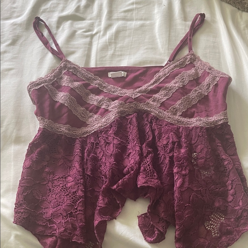 Urban Outfitters Purple Lace Trim Top